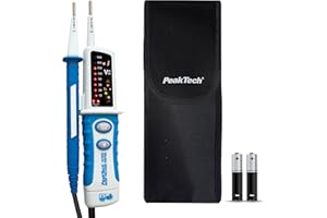 PeakTech 1095 – Testeur de Tension AC/DC 2 Pôles, Affichage LED, Résistant à la Poussière et aux Éclaboussures (IP64), Testeur de Continuité, Voltmètre 12V - 690V