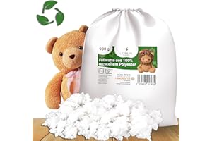 ‎LOBUX LOBUX® - Nachhaltige Füllwatte 100% Recycled (900g) - OEKO-TEX100 - Waschbar 95°C - Füllmaterial für Kuscheltiere, Kissenfüllung - Watte speziell für Amigurumis