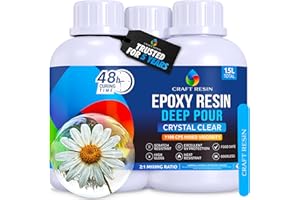 CRAFT RESIN 1.5L Crystal Clear Deep Pour Epoxy Resin Kit - Food Safe & UV Resistant Best for DIY, Art, River Table, Wood, Flower Preservation, Mould Casting Resin Epoxy Kit - for Beginners & Pros