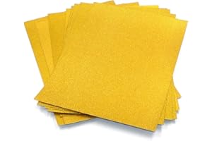 SIXSTORE Lot de 10 feuilles de papier cartonné pailleté A4 250 g/m² - Couleurs mélangées - Papier cartonné pailleté A4 - Pour loisirs créatifs - Doré