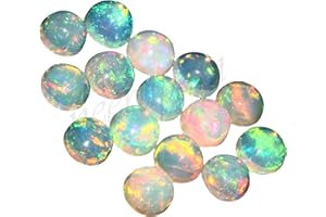 NEERUPAM COLLECTION Natural White Welo Feuer Ethiopian opal AAA-Qualität 4 mm runde Form Cabochon kalibrierte Größe lose Edelstein|Natur Ethiopian Welo opal|Ethiopian Welo|Feuersteine ??für Schmuck machen