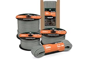 Kamu Synber 550 Paracorde 4mm 15m Type III 7 Brins Corde en Nylon Parachute Corde pour Bracelet, Camping, Survie, Bricolage | Supporte 250kg | Gris Anthracite