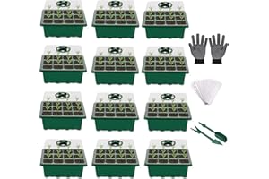 VDYXEW Seed Trays, Propagator, Seed trays with lids, Propagator Growing Thicken Seedling Starter, Growing Trays with Clear Lids(12 Pack)