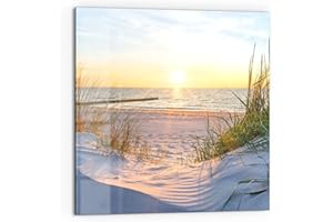 DEQORI Crédence de cuisine en verre - Motif soleil du soir sur la mer Baltique - 60 x 60 cm - Paroi arrière de salle de bain ou de cuisinière - Protection anti-éclaboussures pour cuisine et salle de