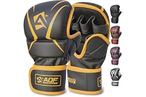 AQF Hybrid MMA Gloves for Sparring & Grappling, Open Palm Shooter Design, Enhanced Wrist Support, Shock-Absorbing Padding, Lightweight and Durable for Training, Kickboxing, Muay Thai