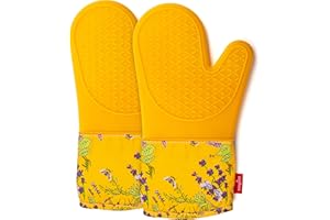 Chilgoza Silicone Oven Gloves Heat Resistant for Cooking BBQ Grilling Microwave Yellow
