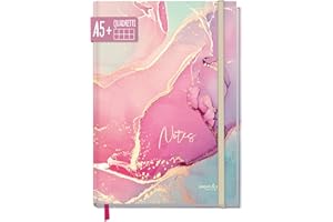 Häfft - Taccuino A5+, fogli a quadretti, con elastico, 156 pagine, 78 fogli, utilizzabile come blocco per schizzi, diario, taccuino per appunti, prodotto sostenibile e a emissioni zero (rosa)