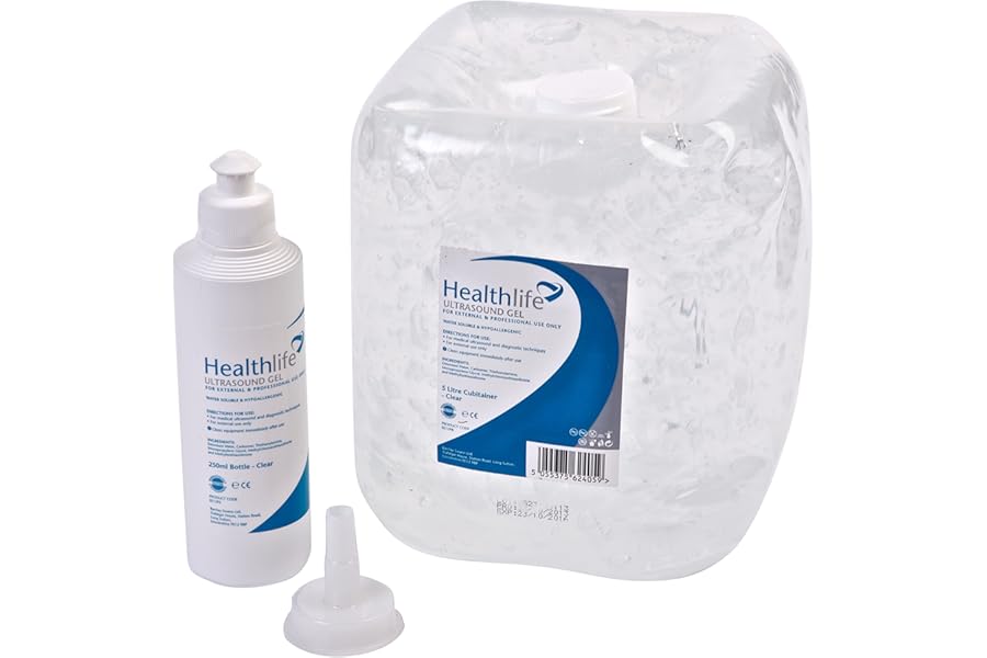 Healthlife Ultrasound Gel with Refill Bottle, 5 Litre, Clear | USgel-5L-1x