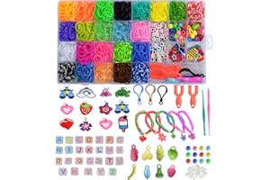 SPOKKI Creative Twist Bands Kit, 1700+ Rubber Bands with 32 Colours, Accessories with Rubber Bracelet Making Set for Party X-mas Birthday Gift Kids