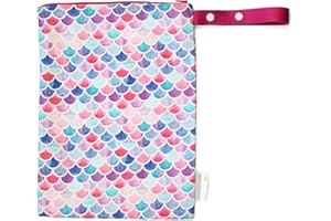 Itzy Ritzy Sealed Wet Bag with Adjustable Handle - Washable & Reusable Wet Bag with Water Resistant Lining Ideal for Swimwear, Diapers, Gym Clothes & Toiletries; Measures 11" X 14", Mermaid, Medium