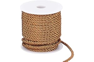 PH PandaHall 5mm Corda Intrecciata in Poliestere Cordino Decorativo Ritorto, 18m Filo di Corda Marrone a 3 Strati per Decorazioni per la Casa Avvolgimento Regalo Natale Fai Da Te