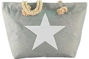 Ropo22 Bolsa Playa Grande Impermeable. Bolsa de Playa con Forro Antiarena de Lona con Cremallera y Neceser Exterior. Bolso Playa y Piscina con Asas de Cuerda. Bolso Grande Mujer, Gimnasio, Picnic