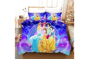 SMNVCKJ Bella Rapunzel, biancheria da letto per bambini con principesse, Cenerentola, copripiumino con stampa digitale 3D, in microfibra, con federa, per ragazzi e ragazze (20, king 220 x 240 cm)