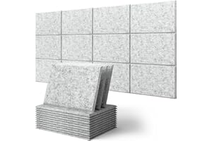 Kuchoow Płyty akustyczne, 12 sztuk, izolacja akustyczna o wysokiej gęstości, do dekoracji ścian i obróbki akustycznej, 30 x 40 x 0,9 cm