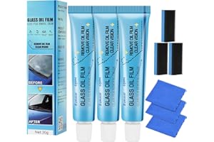 ZS ZHISHANG 3 Sets Car Glass Oil Film Cleaner, Glass Film Removal Cream With Sponges & Towels, Car Glass Cleaner, Automotive Glass Cleaning Paste Glass Stripper Water Spot Remover for Windshield Window Mirror