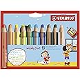 Crayon de coloriage - STABILO woody 3in1 - Étui carton x 10 crayons de couleur + taille-crayon