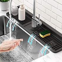 Tappetino per rubinetto in Silicone da cucina lavello paraspruzzi Pad rubinetto vassoio per raccoglore d'acqua tappetino di scarico in Silicone supporto per spugna per lavabo da bagno  13