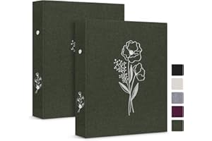 Lanpn Aesthetic A5 2 Ring Binder 2 Packs, Linen Hardcover Small Round Rings Photocard Folder Holder Planner Fits A5 Paper for Office School Journaling Collections (Green)