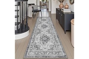 DEXI Löpare Matta för Hall 60 x 180 cm, halkfria långa vintage löparmatta tvättbara, absorberande tunna hallmatta för kök, tvätt, säng