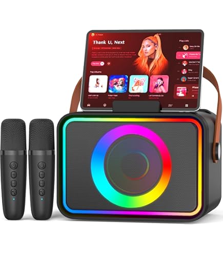 Machine à Karaoké PTHTECHUS – Microphone Bluetooth – Haut-parleur 5W – Batterie 1500 MAh – Rose – Pour Enfants