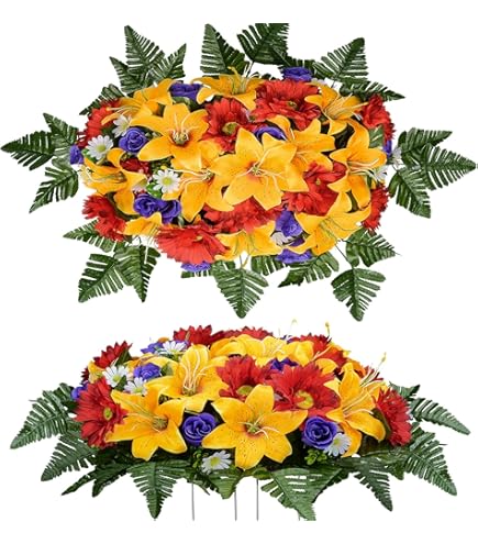 Composition De Fleurs Artificielles En Pot De Ciment - Hauteur 32cm, Diamètre 30cm - Décoration Extérieur, Qualité Très Bonne
