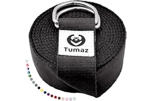 Tumaz Yoga Strap/Yoga Belt, Home Workout, Daily Stretching with Extra Safe Adjustable D-Ring Buckle, Durable and Comfy Delicate Texture