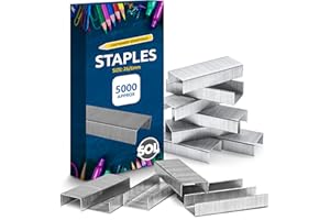 SOL 5000pk Staples for Multipurpose Use, Staples 26/6 Standard Size, Durable Steel, Anti-Jam Design, Compatible with Standard Staplers, Ideal for Office, Home & School Use, Perfect for Binding Paper