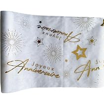 24 Serviettes de table en papier Joyeux Anniversaire Argent, vaisselle jetable
