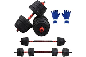 Mobiclinic® , Mancuernas ajustables, 2 en 1, Peso de 2-30 kg, Incluye y barra extensión acolchada, Tuercas antideslizantes, Acero resistente, Gym casa