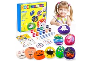 MDINGTD Toys for 4 5 6 7 8 9 Year Old Girls Boys, Rock Painting Kit Craft Kits for Kids Girls Toys Age 4-12 Stones for Painting 4-12 Year Old Boy Gifts Arts and Crafts Kits for Kids Age 4-12 Halloween