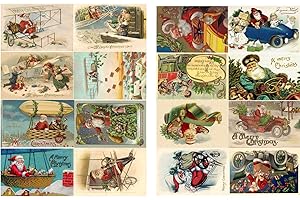 Decoupage Paper Pack (20 Sheets 10x15cm) Vintage Christmas Santa Transport Gift FLONZ Vintage Ephemera