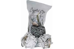 CRYSTAL OPUS Lush Puffs - 3 Pack Large 75g Deluxe Loofah Body Scrubbers. Rich Lather Shower & Bath Poufs for Skin Exfoliating & Washing. Lush Scrunchie Sponge. Quality Made & Long Lasting. Three Shades of Grey.