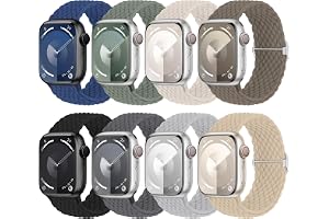 8 st flätade Apple Watch-armband 38 mm, 40 mm, 41 mm, 42 mm, 44 mm, 45 mm, 46 mm, elastiskt nylonband för Apple Watch 10, 9, SE, 8, 7, 6, 5, 4, 3, 2, 1