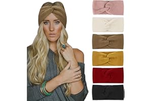 DRESHOW 6 Pièces Bandeau Cheveux pour Femme Bandeaux Hiver Serre-Tête Tricoté Oreille Réchauffeur Chaud Noué Bande Elastique Cheveux