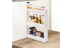 Winter Shore Küchenwagen Schmal - Küchenwagen Rollwagen mit 3 Ebenen für Badezimmer & Küche - Rollwagen Schmal & Platzsparend für die Organisation von Zubehör - Rollwagen Küche - 54,5 x 12,5 x 72 cm