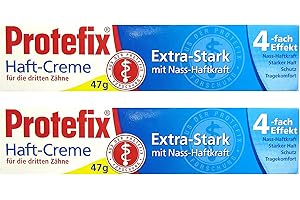 Lot de 2 tubes de crème adhésive PROTEFIX pour les 3 dents - 47 g - Extra forte - Avec adhérence humide.