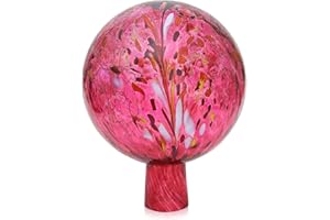 Lauschaer Glas Gartenkugel Rosenkugel aus Glas mit Granulat rubinrot d 15cm mundgeblasen handgeformt