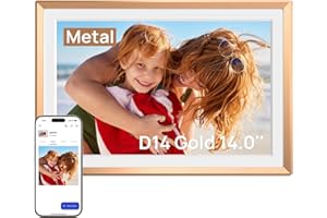 ARZOPA 14 Pollici Cornice Digitale in Metallo Archiviazione Cloud Gratuita e Illimitata Nessun Abbonamento Foto Video Illimitati Cornice Digitale WiFi 1920*1200 FHD Schermo Tattile Miglior Regalo-D14