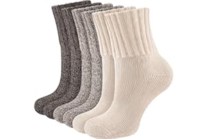 Niorasen Thermal Socks for Women, 3 Pairs Wool Winter Warm Thick Socks, Full Cushioned Cosy Comfy Ladies Hiking Walking Boot Crew Sock with Gifts Box, 4-8