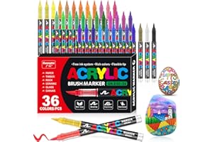 VAKKI 36 Colores Rotuladores Acrilicos, Acrylic Markers Para Colorear Adultos, Marcadores AcríLicos Para Colorear, Piedra, CaligrafíA, Madera, Lienzo, Vidrio, CeráMica
