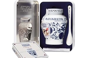 Fabbri 1905 - Cofanetto Regalo Amarena Fabbri in latta | Vaso Amarena Fabbri 600g + Cucchiaino di ceramica decorata + Libro di ricette