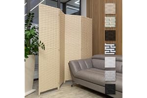 HEXIM Biombo de interior 180x180 cm - Paravent plegable de 4 paneles - Separador de espacios para oficina en casa, Biombos (LR192-crema)