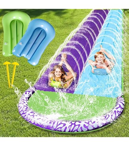 Happy People Tobogán De Agua Con 2 Plataformas Y Bandera – 650 X 186 Cm, Conexión A Manguera De Jardín – Diversión Asegurada