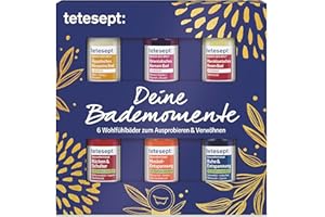 tetesept Geschenkset Deine Bademomente 6 x 20 ml – 6 Badezusätze als Probierset – Wohlfühlbäder zum Ausprobieren, Verwöhnen und Verschenken