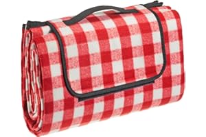 CelinaSun Picknickdecke XXL 200x200 cm kariert rot Schaumstoff Polsterung PEVA Unterseite wasserabweisend mit Tragegriff