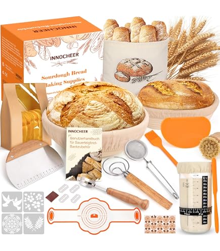 DoughCraft Sauerteig Starter-Set – 7-teilig, Mit Banneton-Korb, Spülmaschinenfest, Für Köstliches Brot