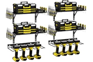 ENONCI 2 Pack Adjustable Design Power Tool Organizer, Garage Storage, Garage Organization Drill Holder Wall Mount, Garage Storage, Garage Shelving Tool Organizer for Garage Pegboard Workshop Black