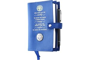 LParkin Double AA Big Book Cover with Coin Holder, PU Leather AA Book Covers for Hardback, Fits AA Big Book and 12 Steps & 12 Traditions, Premium Design God Grant Me The Serenity Cover