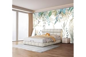 MWSSEGGE 3D Papier Peint Tropical Plantes, Feuilles, Oiseaux Papier Peint Panoramique Pour Salon Chambre Chambre D'Enfant Décoration Murale (400x280 cm)