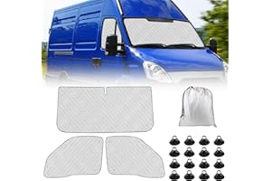TIVEKEO Tapis Thermique Voiture Remplacement pour Iveco Daily 1999-2014 3 Pièces, Protection Solaire Pare-Brise, Ensemble de Pare-Soleil Pliable, Doublure Noire